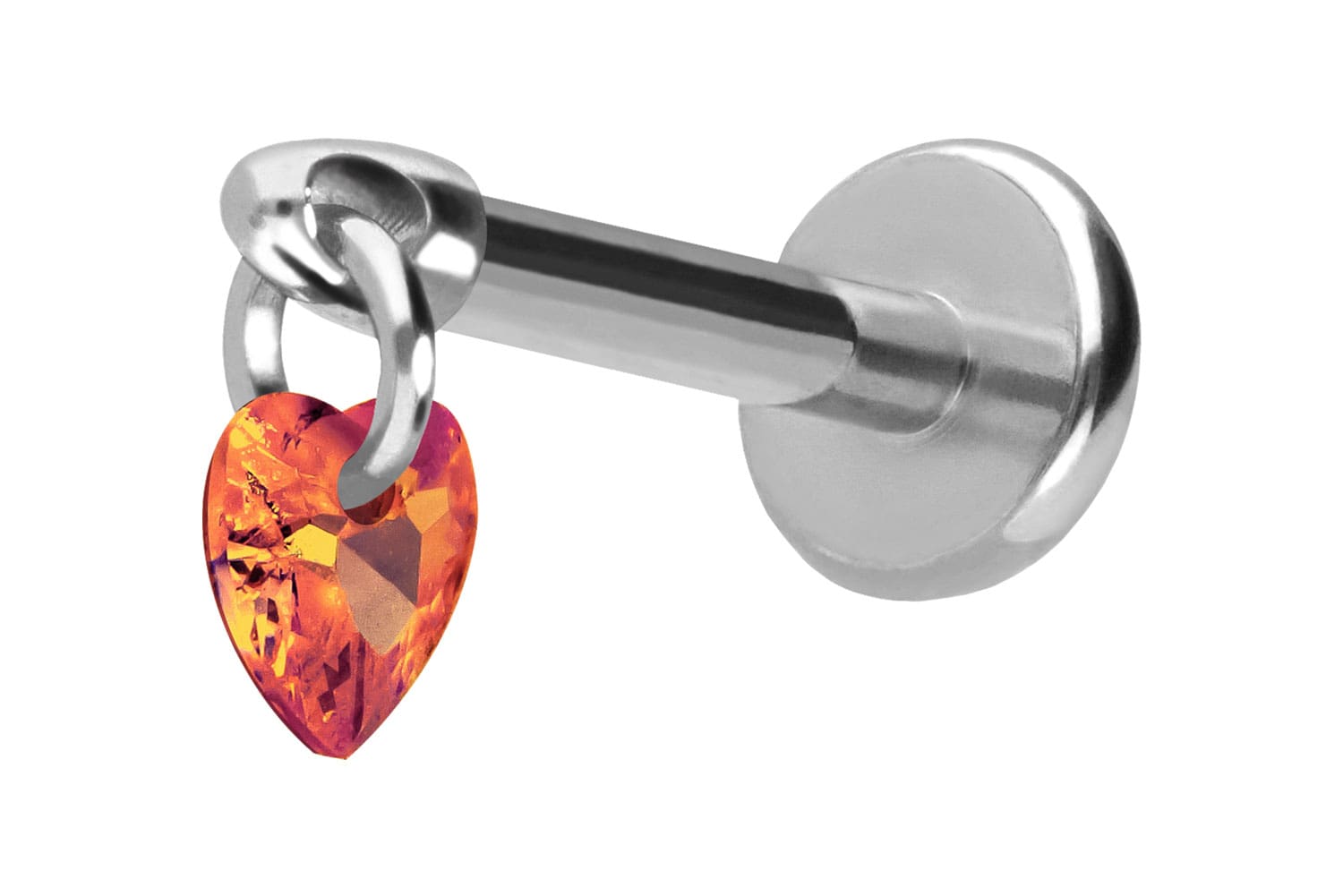 Titan Labret Piercing mit Push Fit KRISTALLHERZ